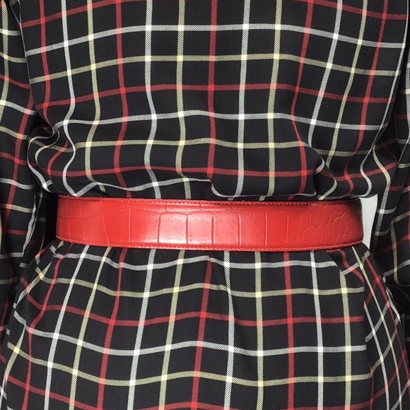 🇮🇹 The Limited Red Leather Crocodile Embossed Wide Adjustable Belt - Picture 3 of 10
